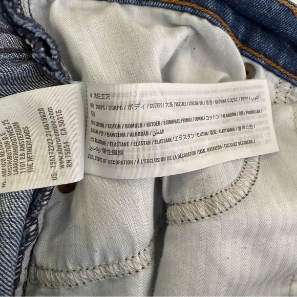 Abercrombie & Fitch Ankle Straight Ultra High Rise Blue Distressed Jeans 12 31 - Picture 4 of 8